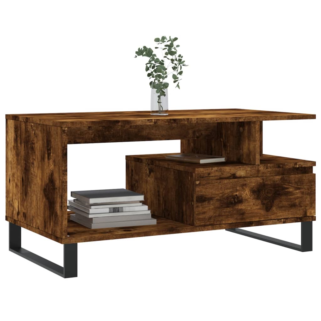 Table basse Chêne fumé 90x49x45 cm Bois d’ingénierie - Tables basses