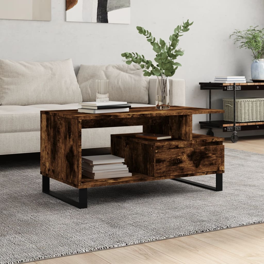 Table basse Chêne fumé 90x49x45 cm Bois d’ingénierie - Tables basses