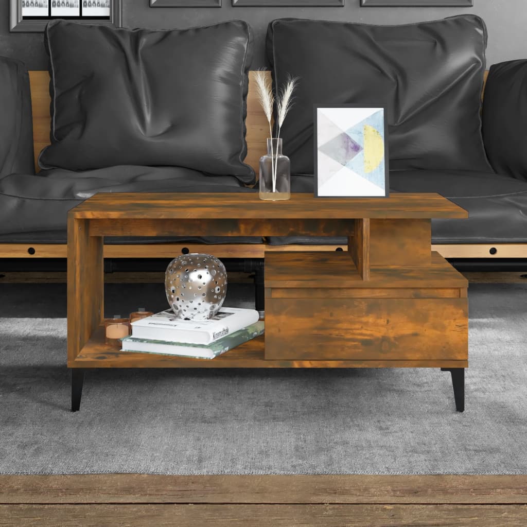 Table basse Chêne fumé 90x49x45 cm Bois d’ingénierie - Tables basses