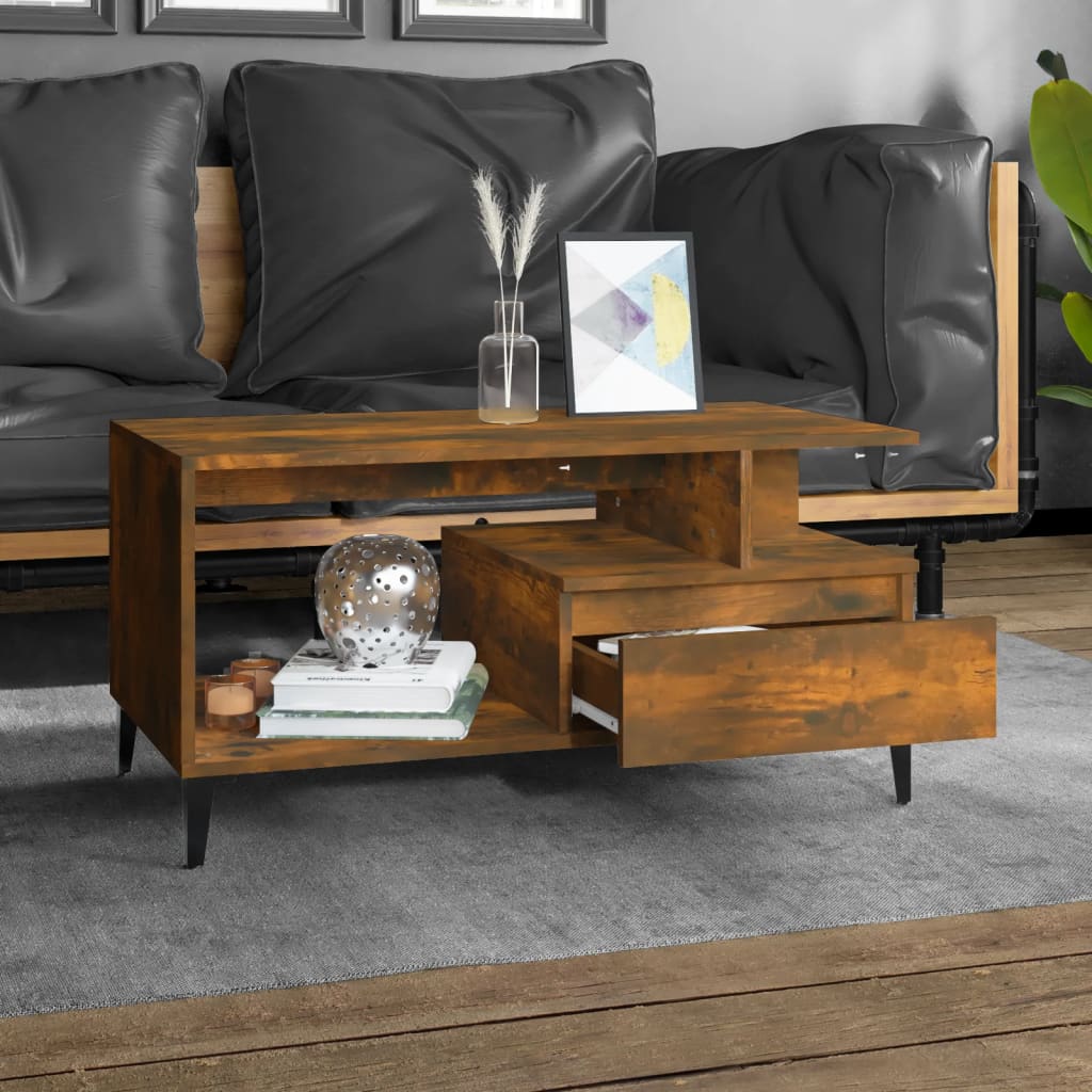 Table basse Chêne fumé 90x49x45 cm Bois d’ingénierie - Tables basses