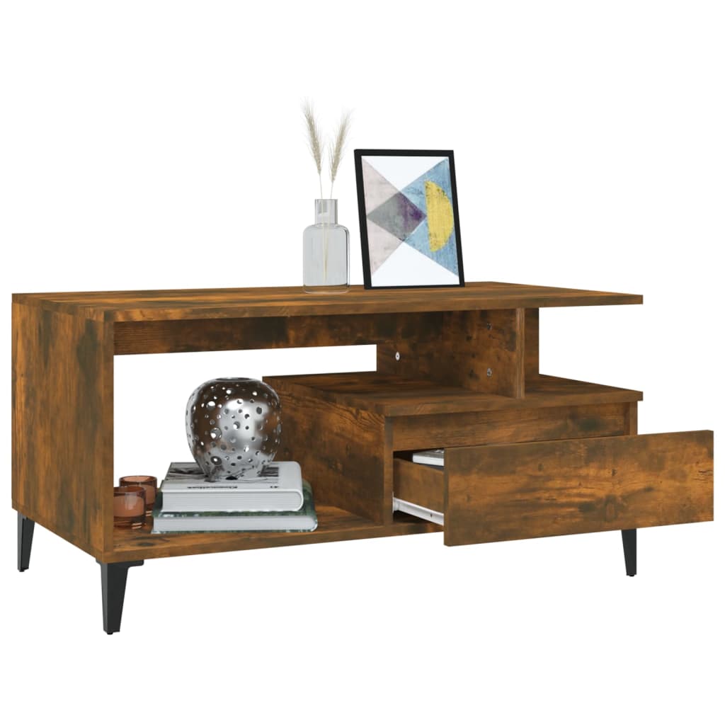 Table basse Chêne fumé 90x49x45 cm Bois d’ingénierie - Tables basses