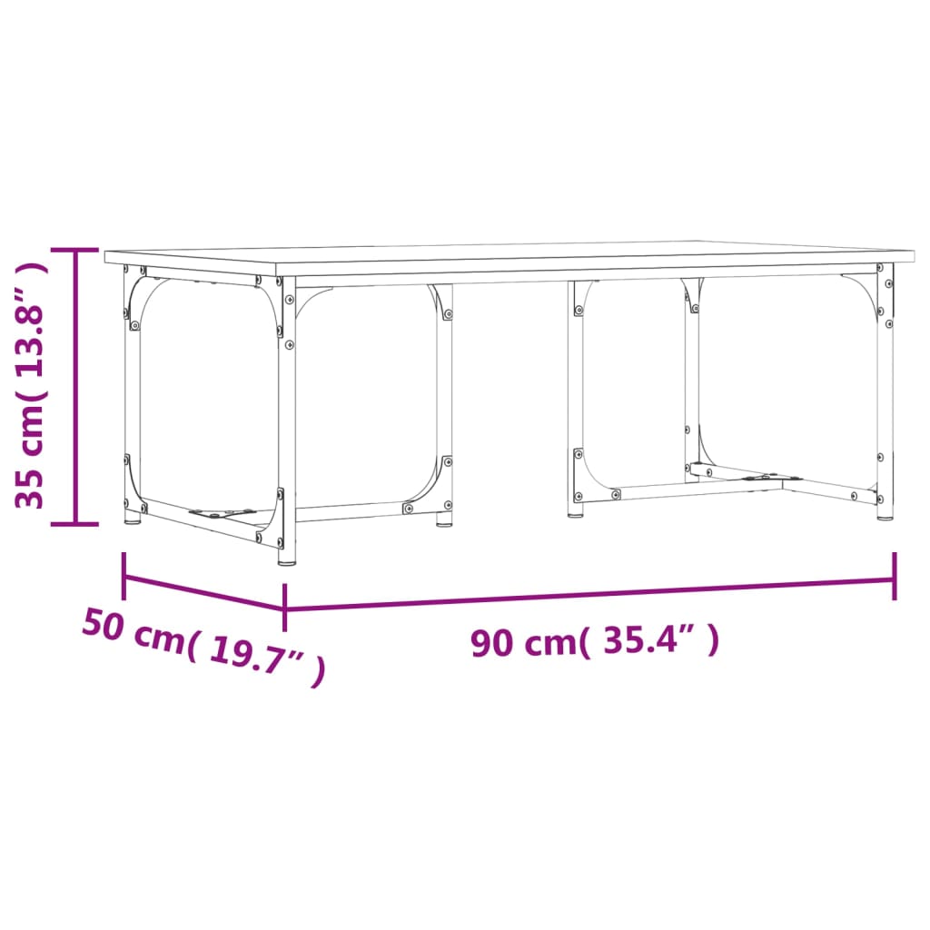 Table basse Chêne fumé 90x50x35 cm Bois d’ingénierie - Tables basses