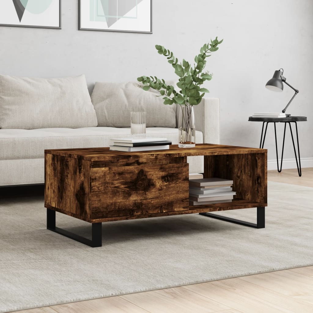 Table basse Chêne fumé 90x50x36,5 cm Bois d’ingénierie - Tables basses