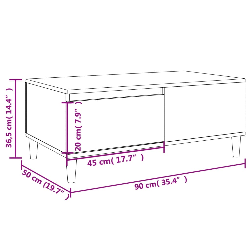 Table basse Chêne fumé 90x50x36,5 cm Bois d’ingénierie - Tables basses