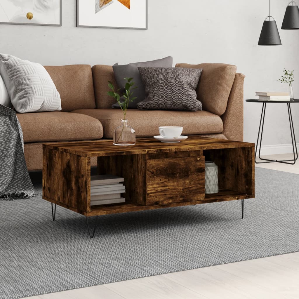Table basse Chêne fumé 90x50x36,5 cm Bois d’ingénierie - Tables basses