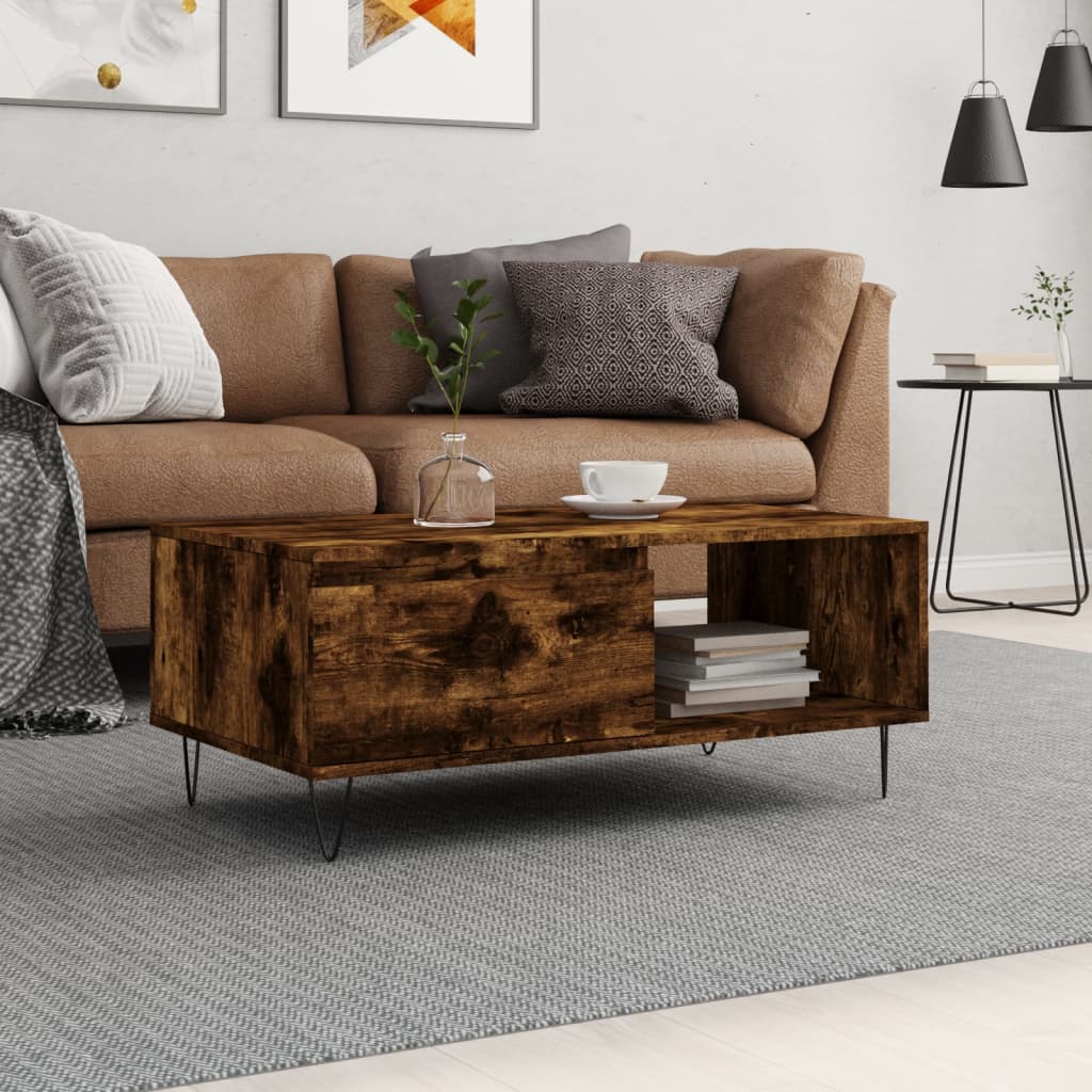 Table basse Chêne fumé 90x50x36,5 cm Bois d’ingénierie - Tables basses