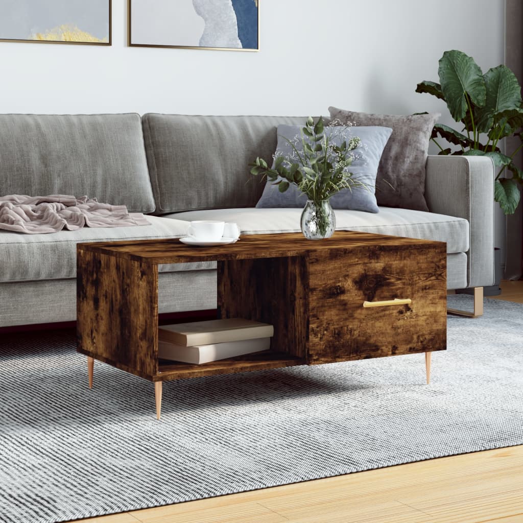 Table basse chêne fumé 90x50x40 cm bois d’ingénierie - Tables basses