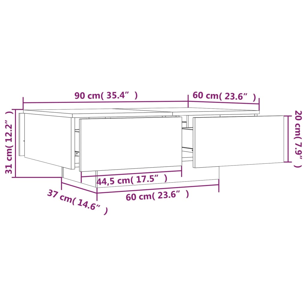 Table basse Chêne fumé 90x60x31 cm Bois d’ingénierie - Tables basses