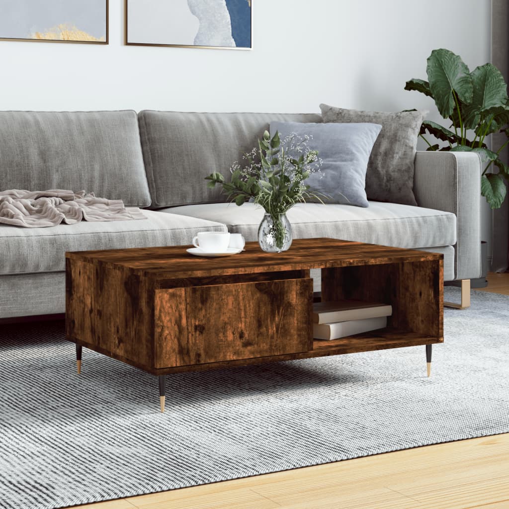 Table basse chêne fumé 90x60x35 cm bois d’ingénierie - Tables basses