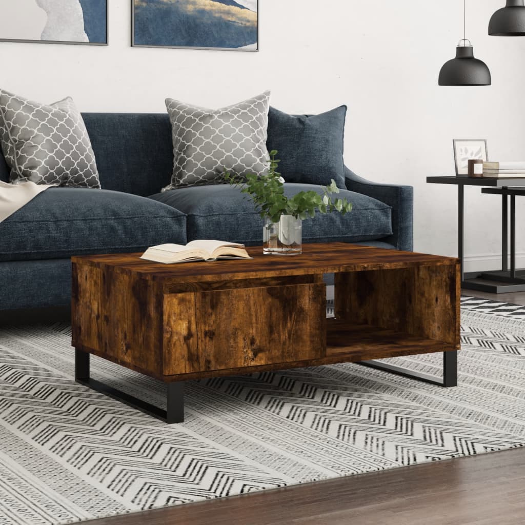 Table basse chêne fumé 90x60x35 cm bois d’ingénierie - Tables basses