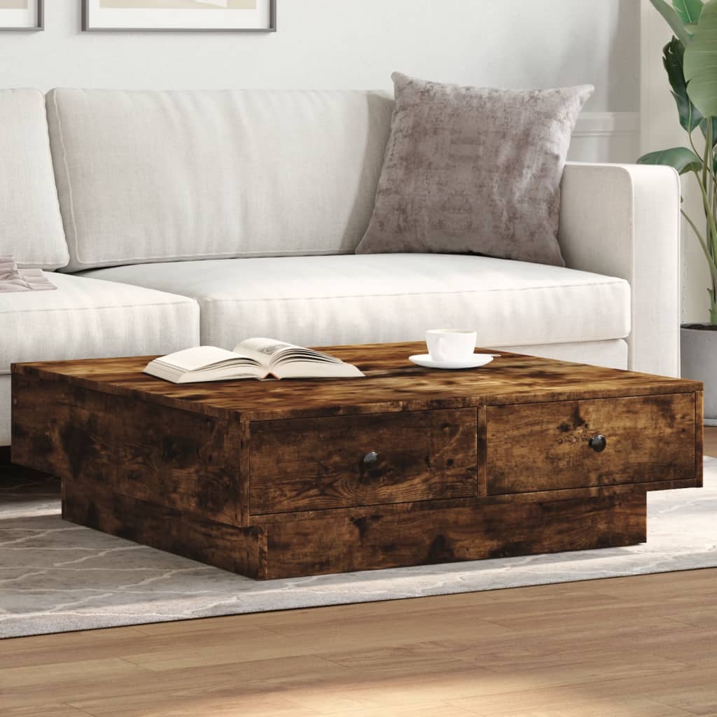 Table basse Chêne fumé 90x90x28 cm Bois d’ingénierie - Tables basses