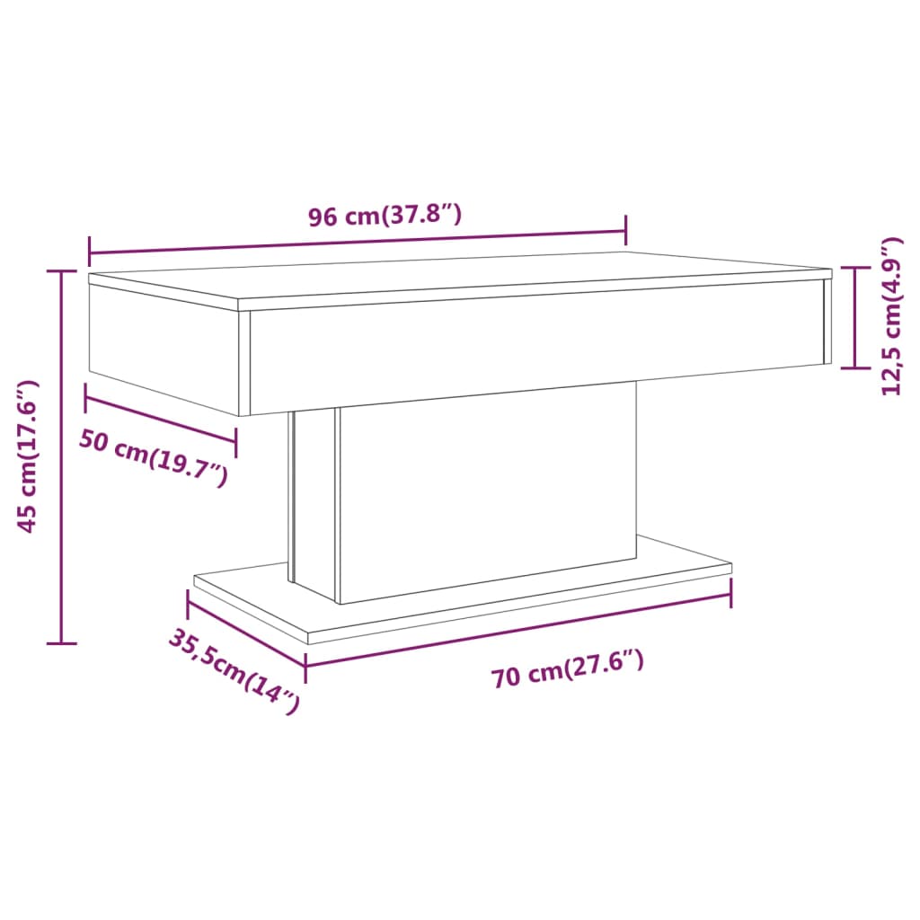 Table basse Chêne fumé 96x50x45 cm Bois d’ingénierie - Tables basses
