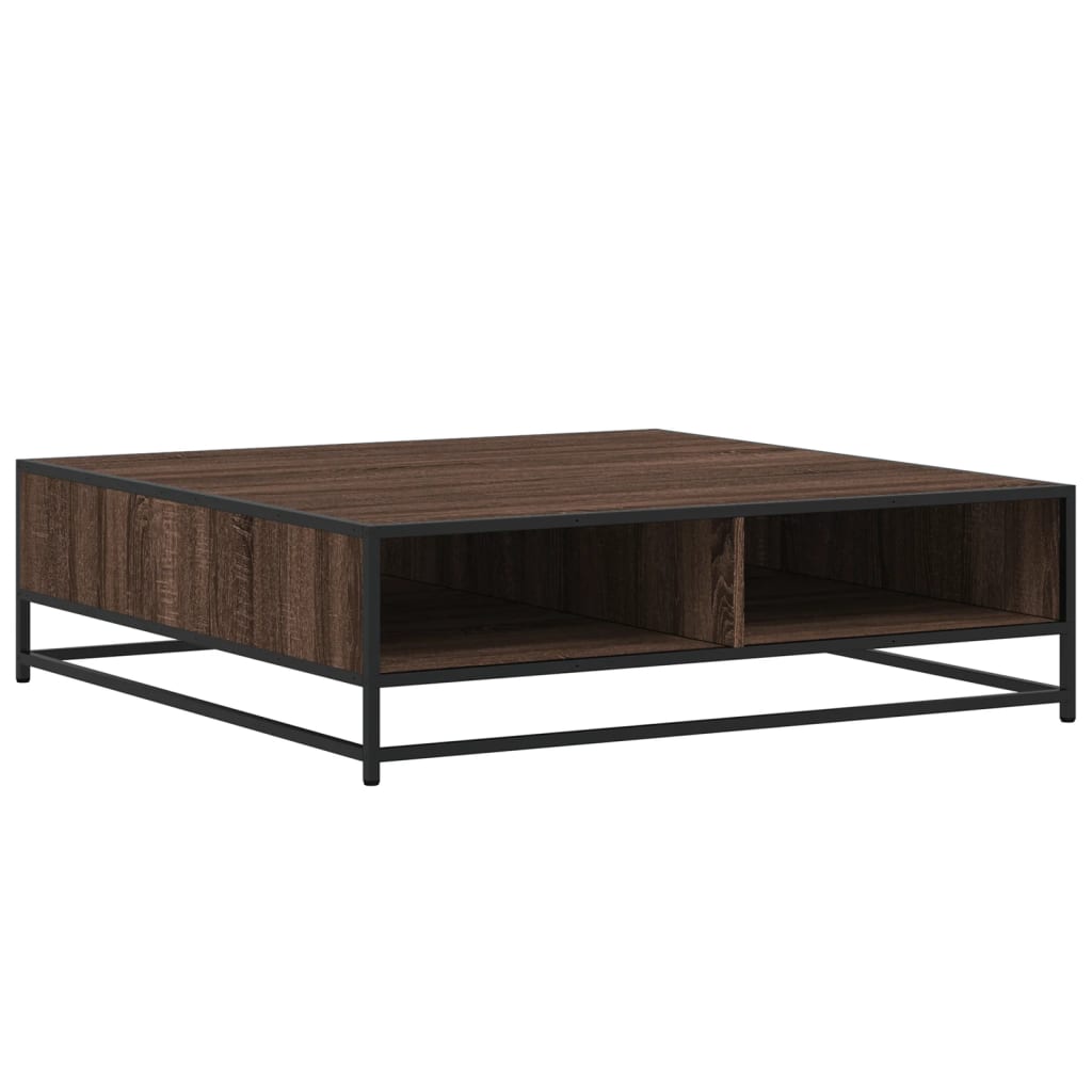 Table basse chêne marron 100x100x30 cm bois d’ingénierie/métal - Tables basses