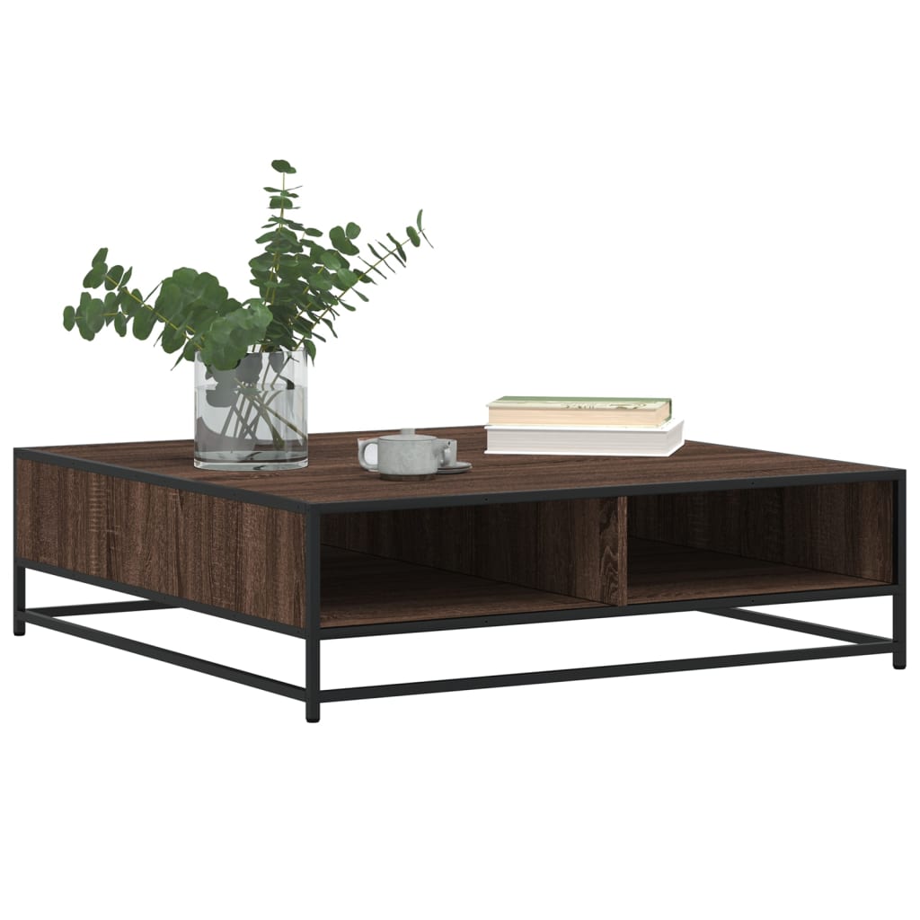 Table basse chêne marron 100x100x30 cm bois d’ingénierie/métal - Tables basses