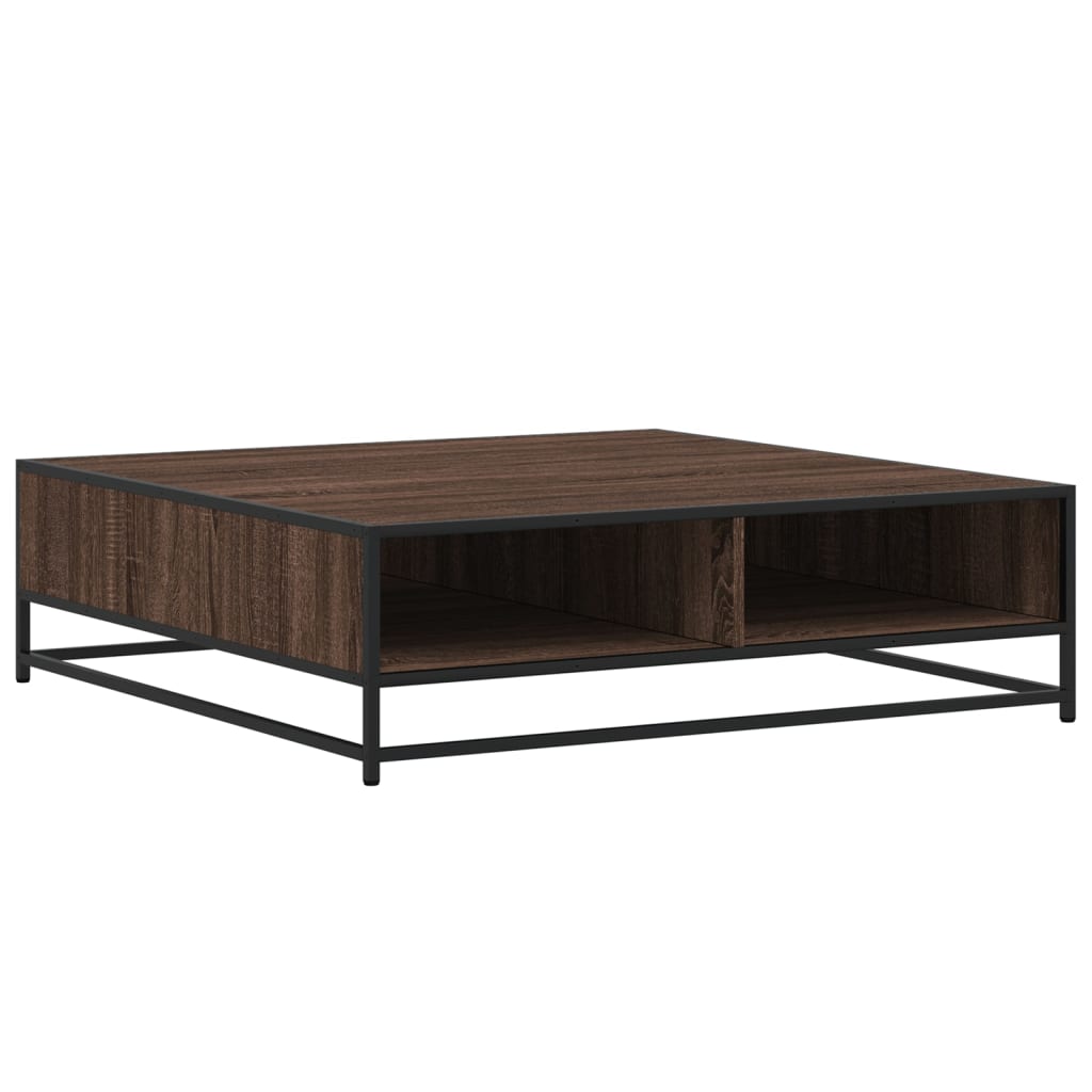 Table basse chêne marron 100x100x30 cm bois d’ingénierie/métal - Tables basses