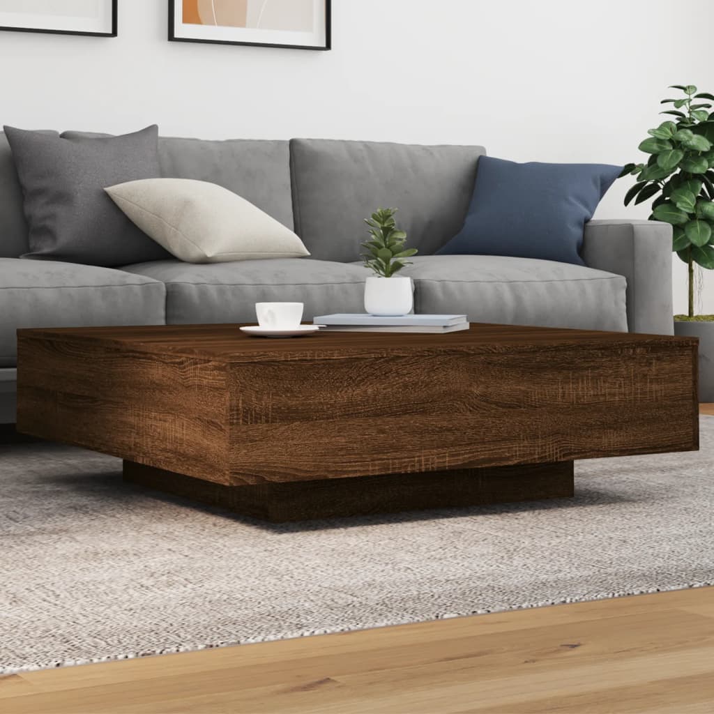 Table basse chêne marron 100x100x31 cm bois d’ingénierie - Tables basses