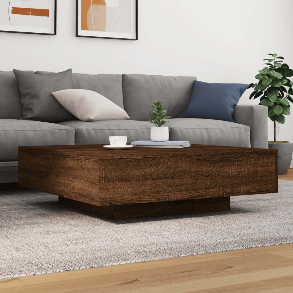 Table basse chêne marron 100x100x31 cm bois d’ingénierie - Tables basses