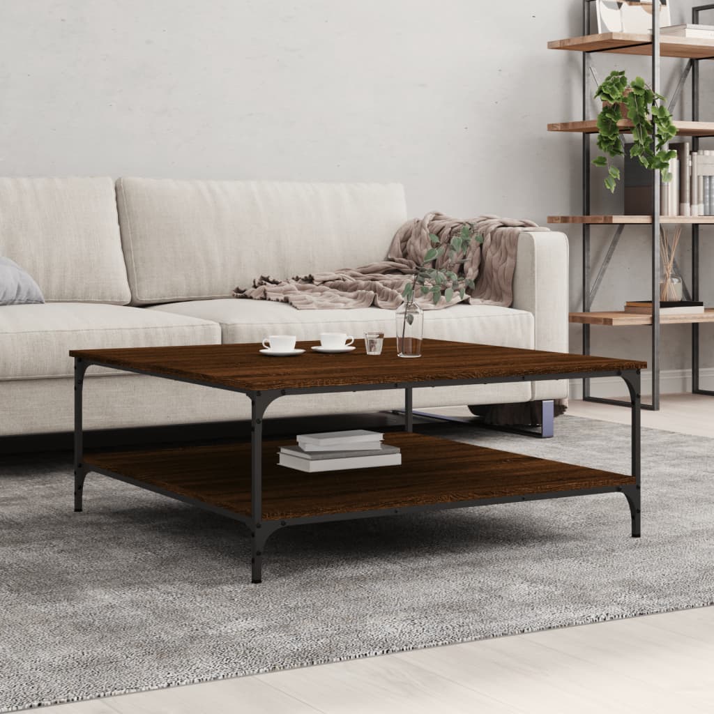 Table basse chêne marron 100x100x40 cm bois d’ingénierie - Tables basses