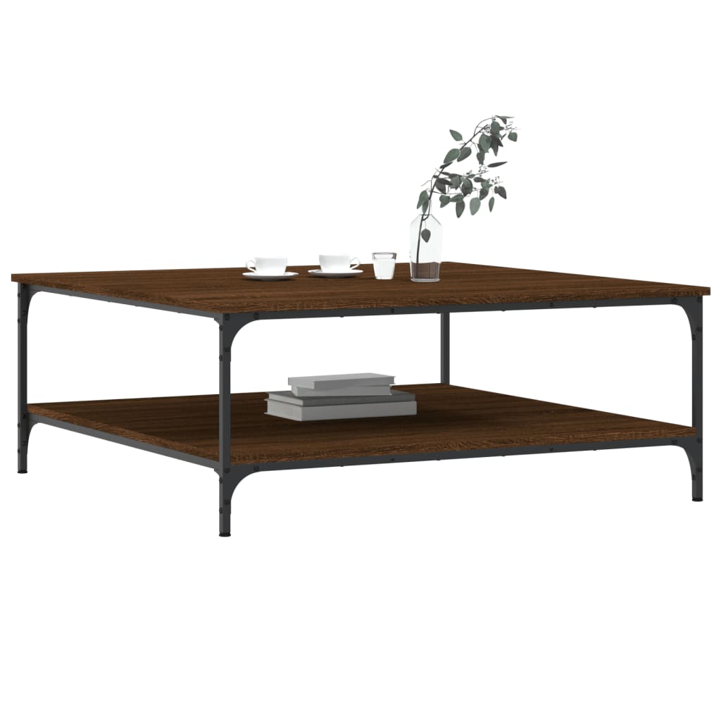 Table basse chêne marron 100x100x40 cm bois d’ingénierie - Tables basses