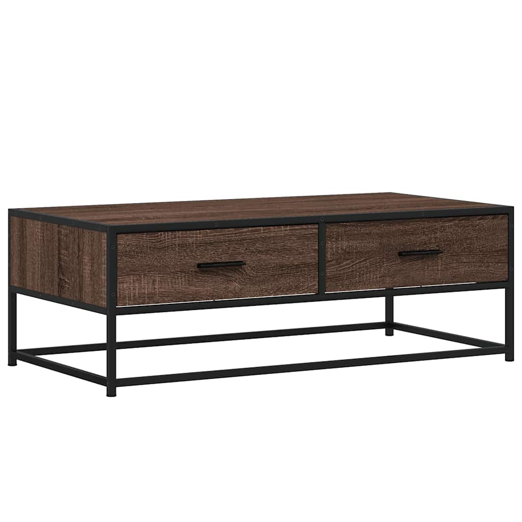 Table basse chêne marron 100x50x35cm bois d’ingénierie et métal - Tables basses