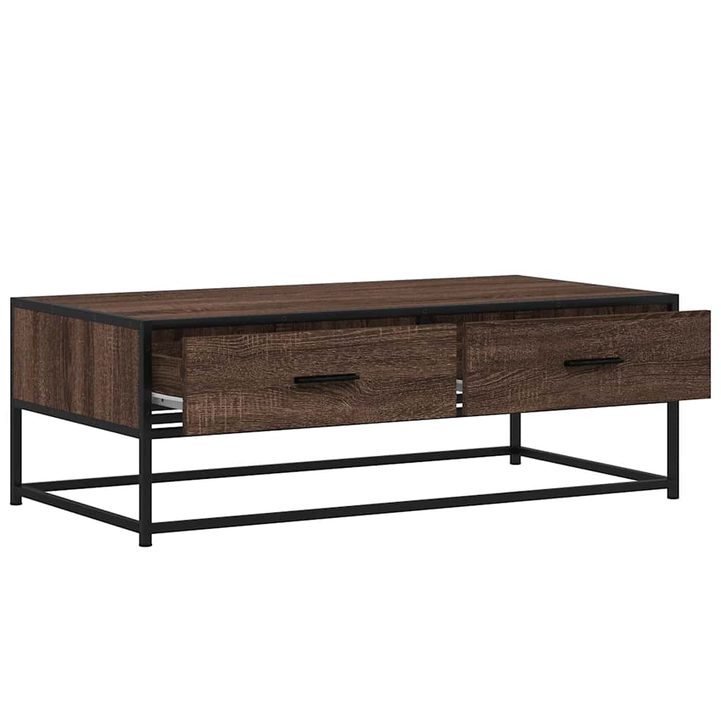 Table basse chêne marron 100x50x35cm bois d’ingénierie et métal - Tables basses