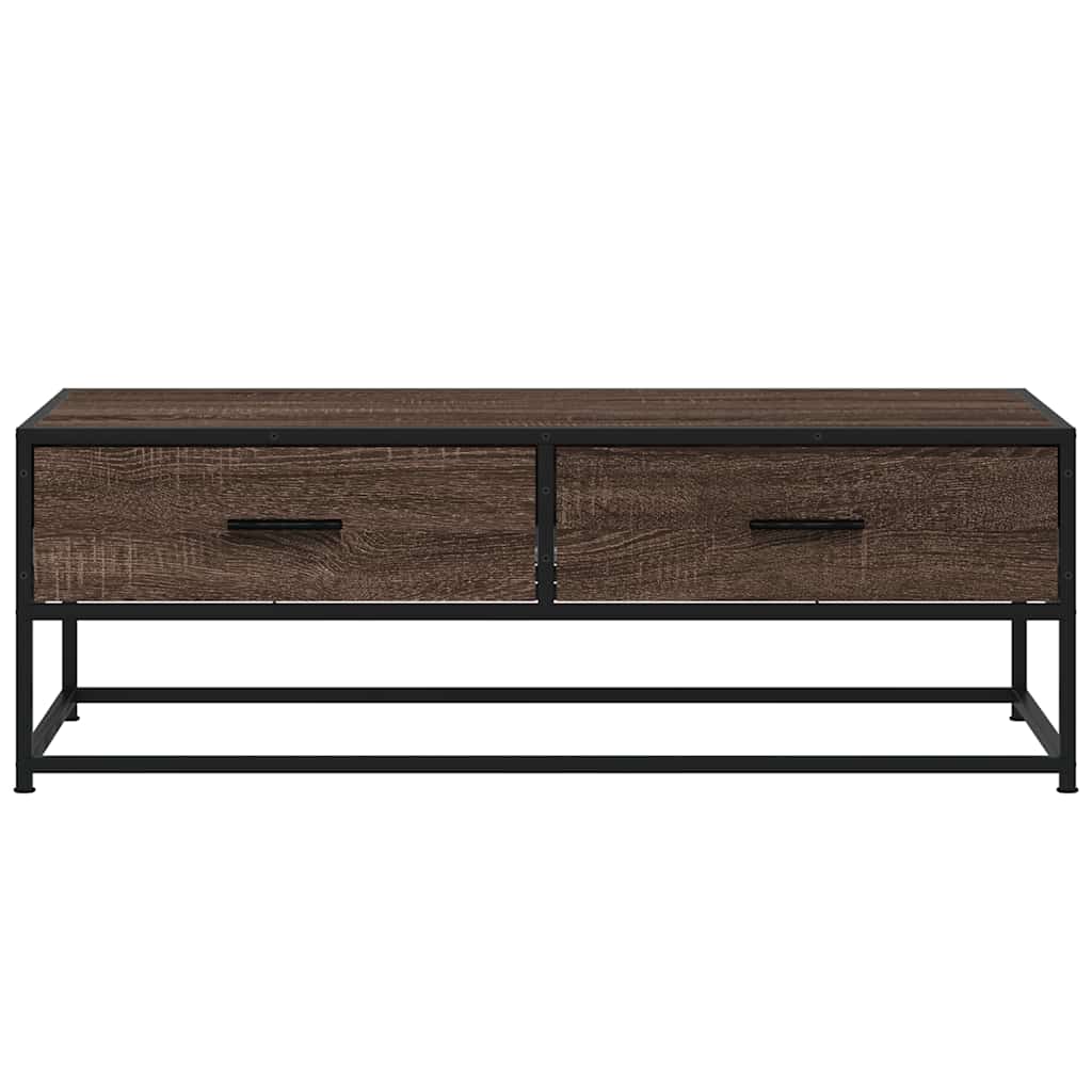 Table basse chêne marron 100x50x35cm bois d’ingénierie et métal - Tables basses