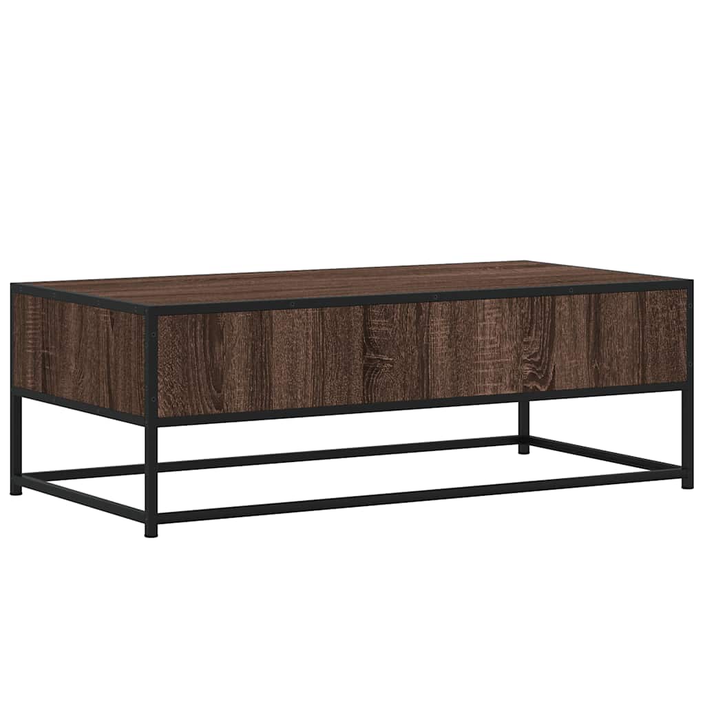 Table basse chêne marron 100x50x35cm bois d’ingénierie et métal - Tables basses