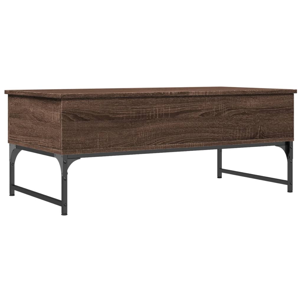 Table basse chêne marron 100x50x40cm bois d’ingénierie et métal - Tables basses