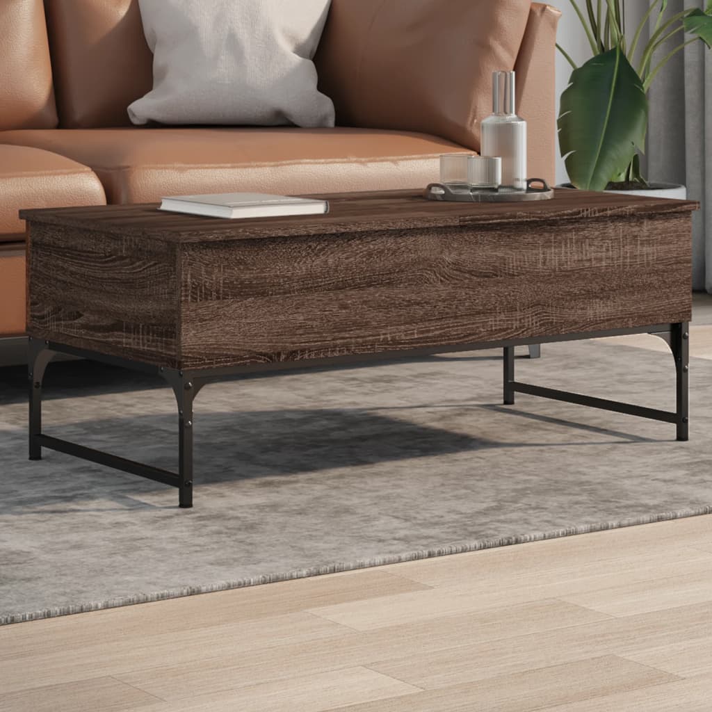 Table basse chêne marron 100x50x40cm bois d’ingénierie et métal - Tables basses