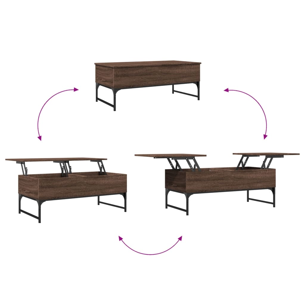 Table basse chêne marron 100x50x40cm bois d’ingénierie et métal - Tables basses