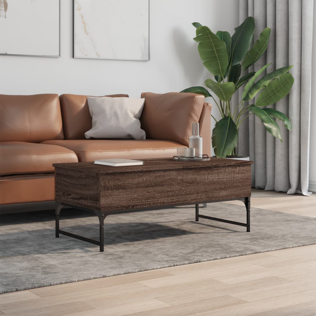 Table basse chêne marron 100x50x40cm bois d’ingénierie et métal - Tables basses