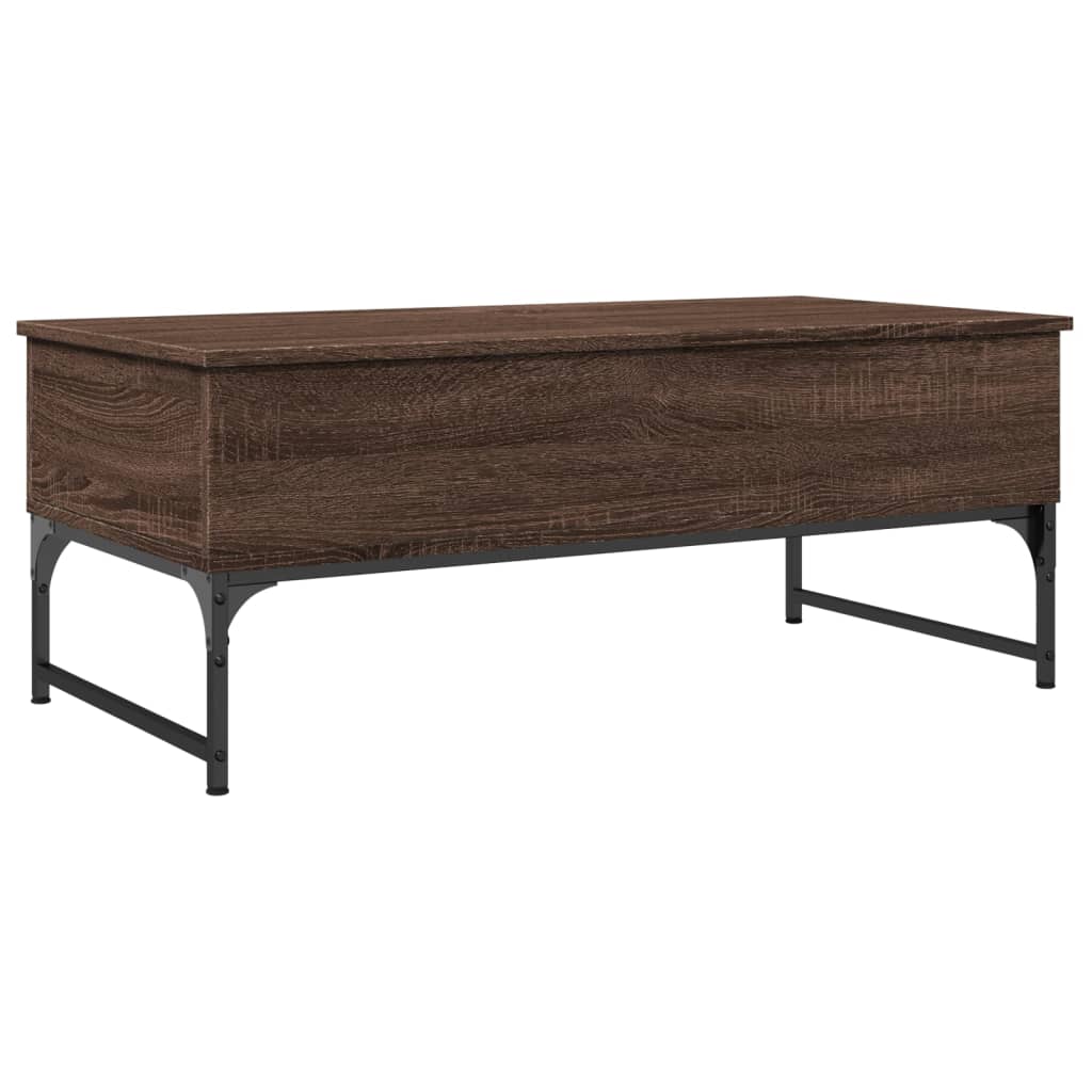 Table basse chêne marron 100x50x40cm bois d’ingénierie et métal - Tables basses