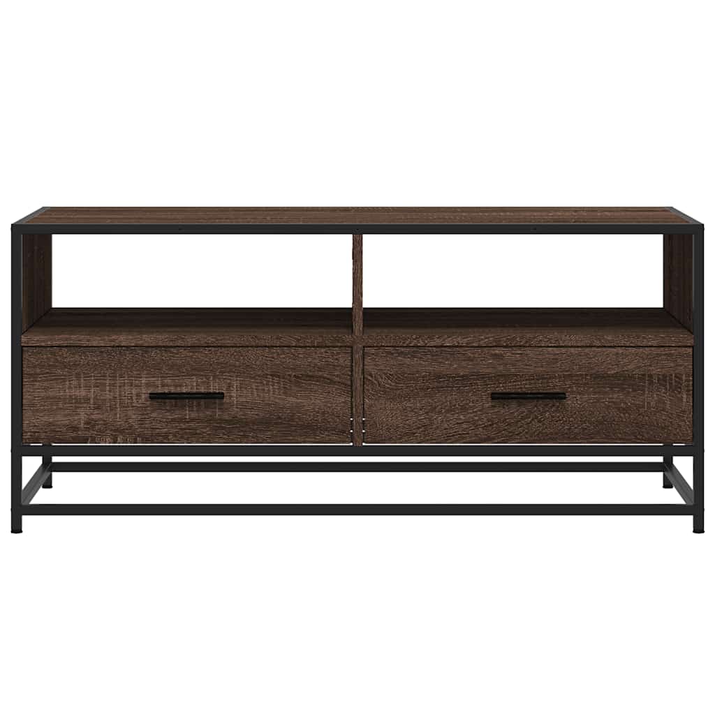 Table basse chêne marron 100x50x45cm bois d’ingénierie et métal - Tables basses
