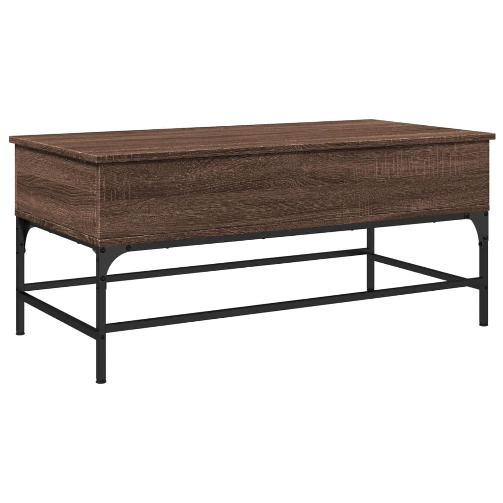 Table basse chêne marron 100x50x45cm bois d’ingénierie et métal - Tables basses