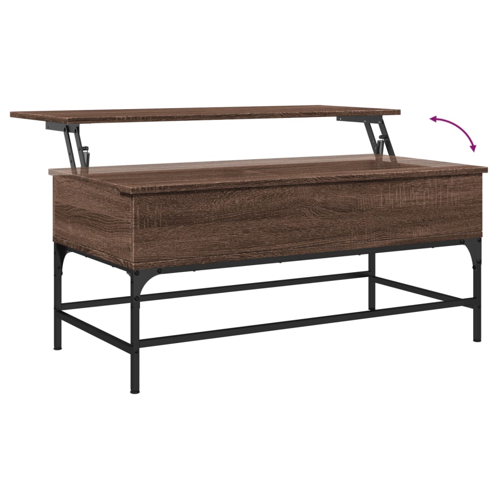 Table basse chêne marron 100x50x45cm bois d’ingénierie et métal - Tables basses