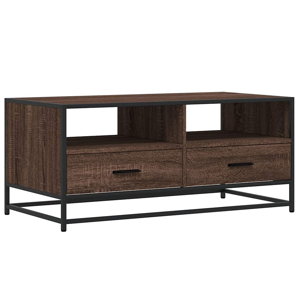Table basse chêne marron 100x50x45cm bois d’ingénierie et métal - Tables basses