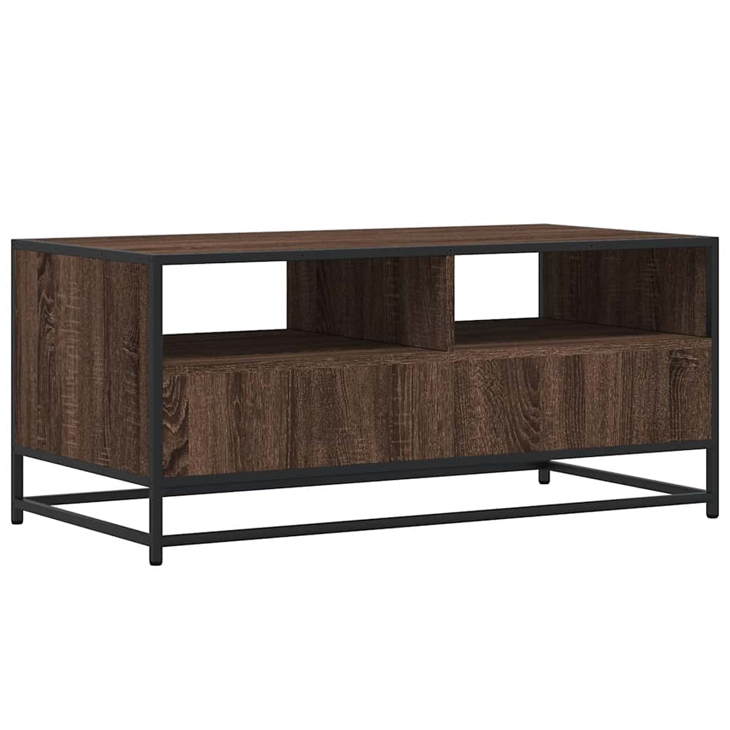 Table basse chêne marron 100x50x45cm bois d’ingénierie et métal - Tables basses