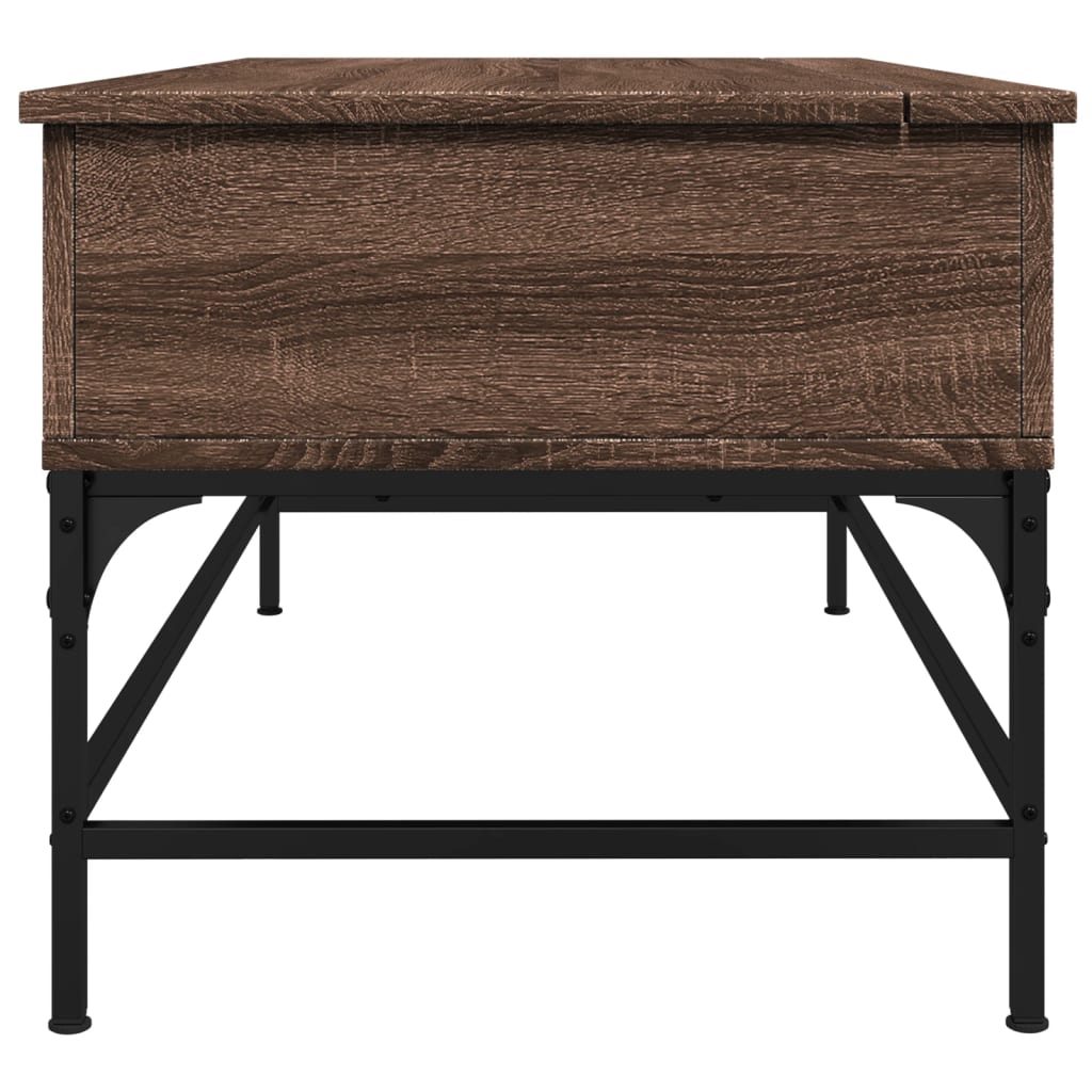 Table basse chêne marron 100x50x45cm bois d’ingénierie et métal - Tables basses