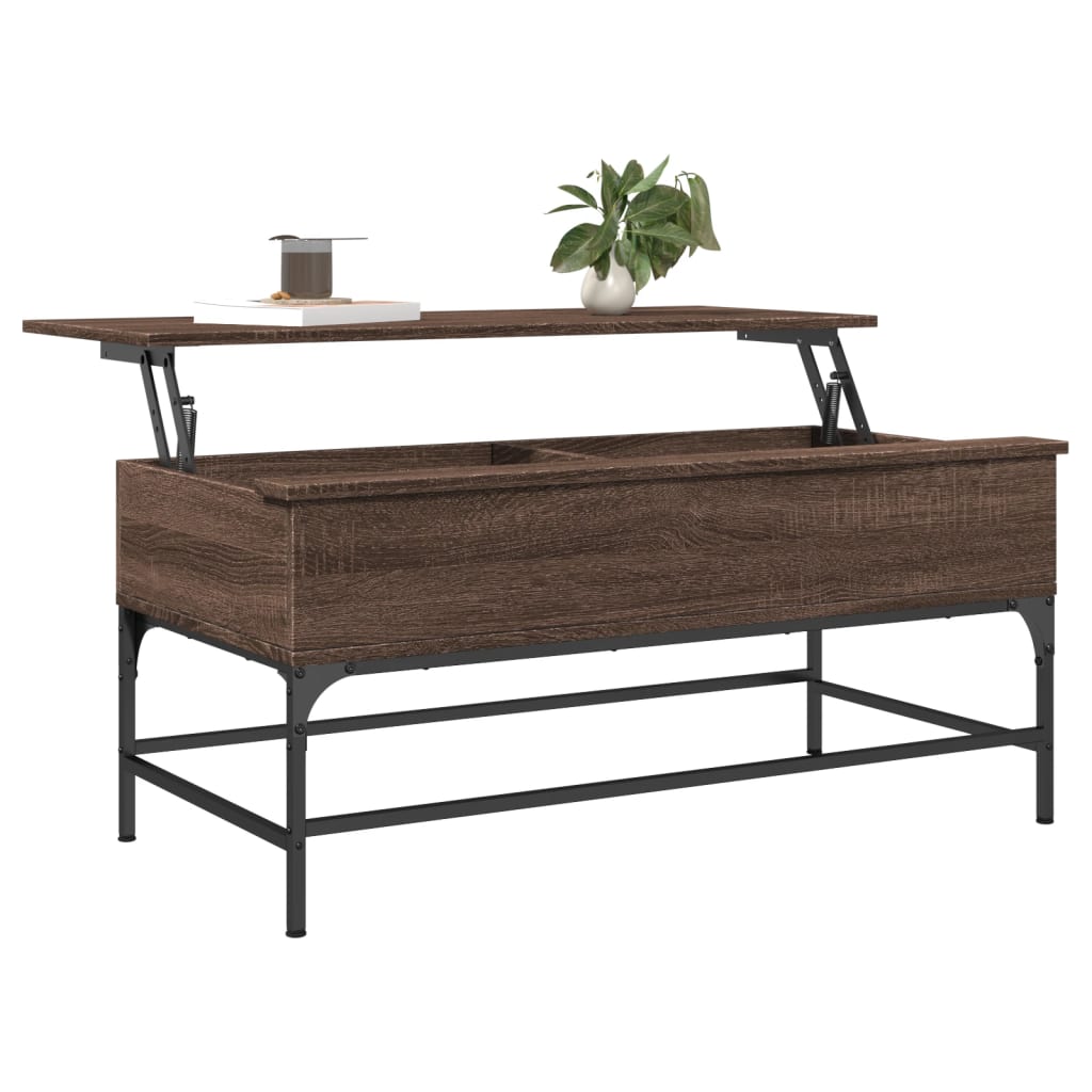 Table basse chêne marron 100x50x45cm bois d’ingénierie et métal - Tables basses
