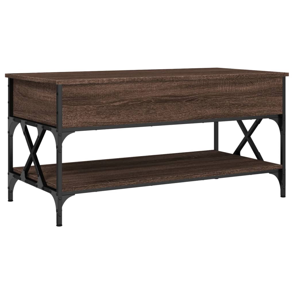 Table basse chêne marron 100x50x50cm bois d’ingénierie et métal - Tables basses