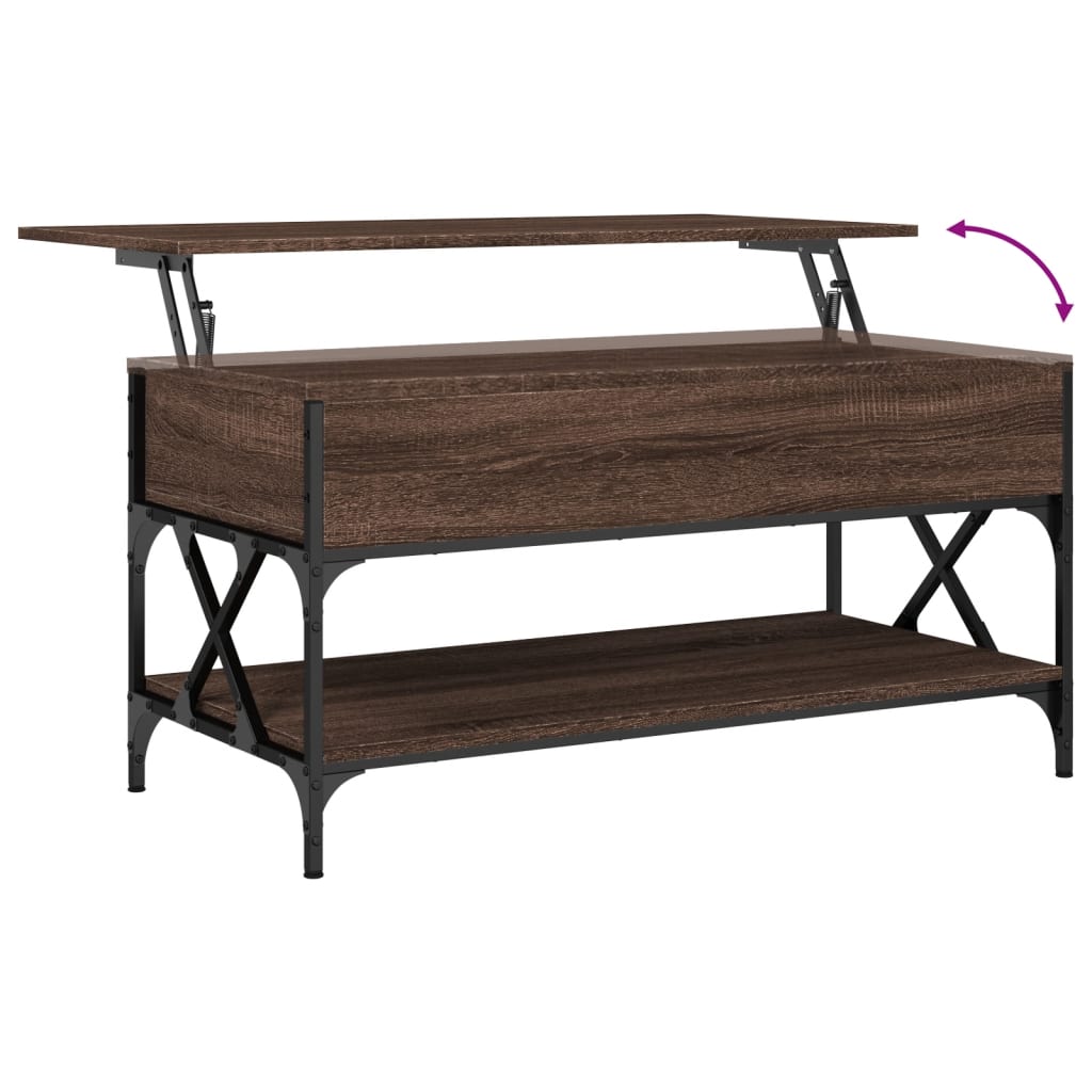 Table basse chêne marron 100x50x50cm bois d’ingénierie et métal - Tables basses