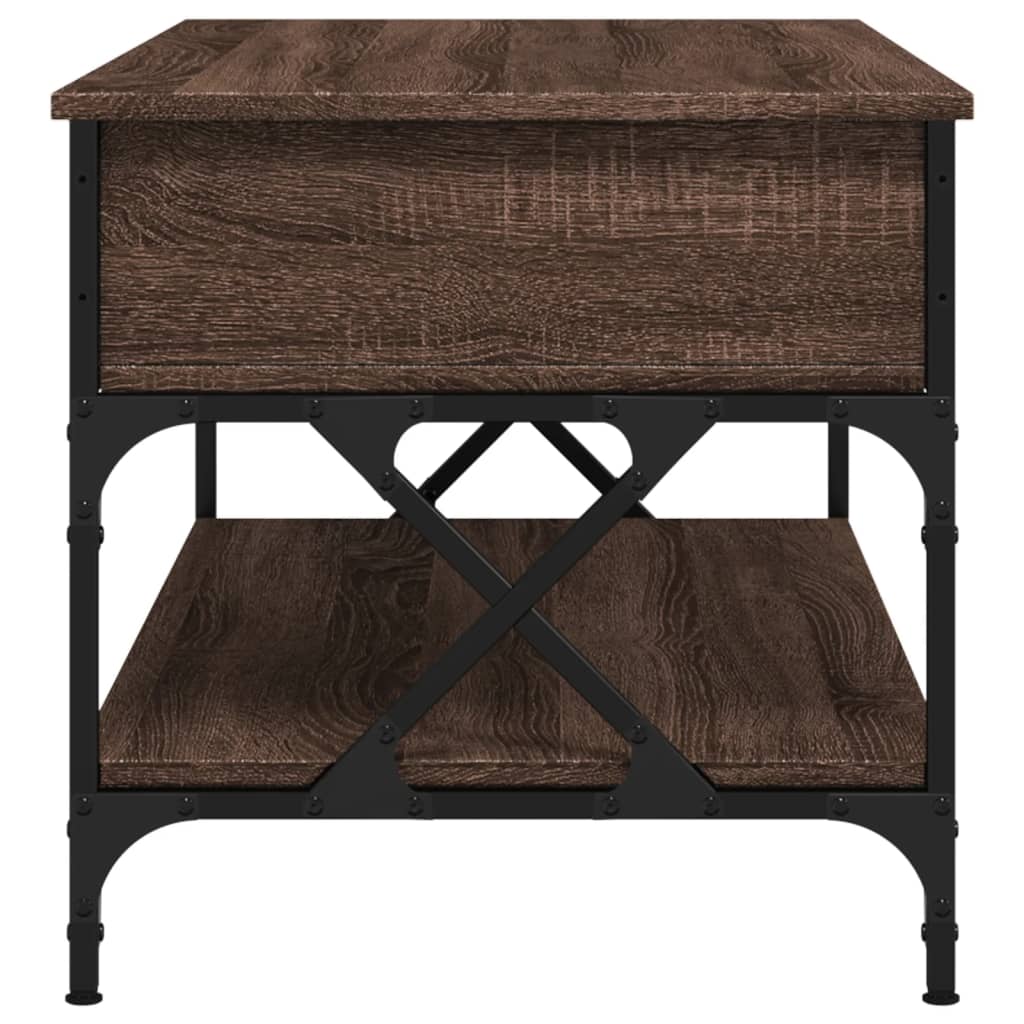 Table basse chêne marron 100x50x50cm bois d’ingénierie et métal - Tables basses