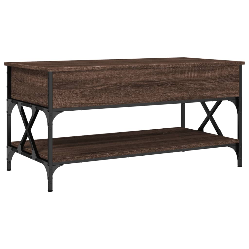 Table basse chêne marron 100x50x50cm bois d’ingénierie et métal - Tables basses