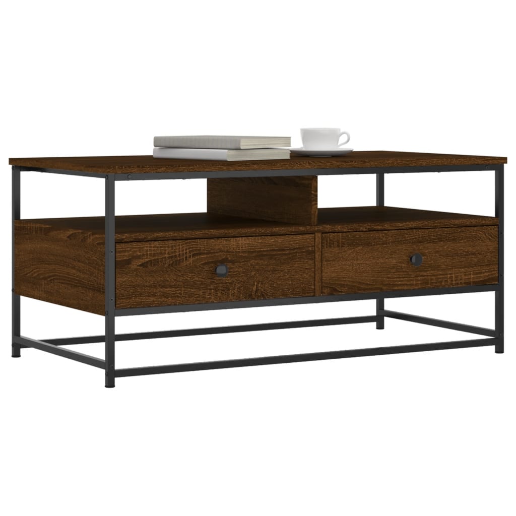 Table basse chêne marron 100x51x45 cm bois d’ingénierie - Tables basses