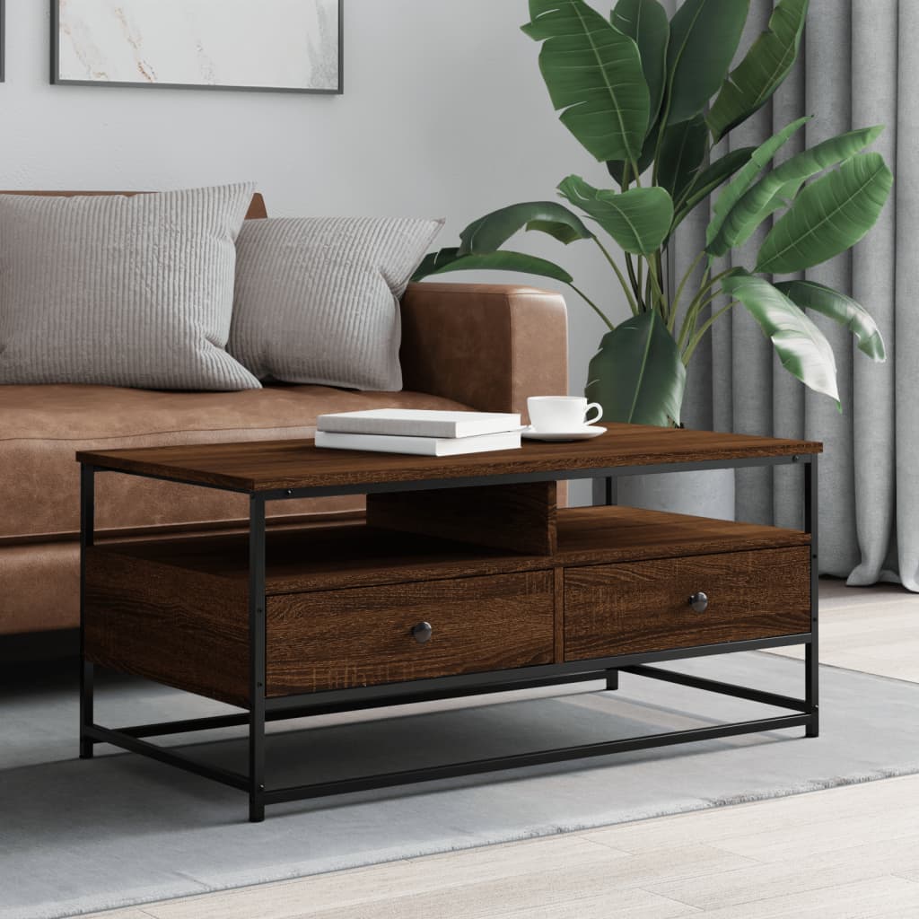 Table basse chêne marron 100x51x45 cm bois d’ingénierie - Tables basses