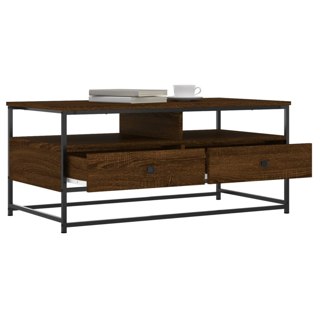 Table basse chêne marron 100x51x45 cm bois d’ingénierie - Tables basses