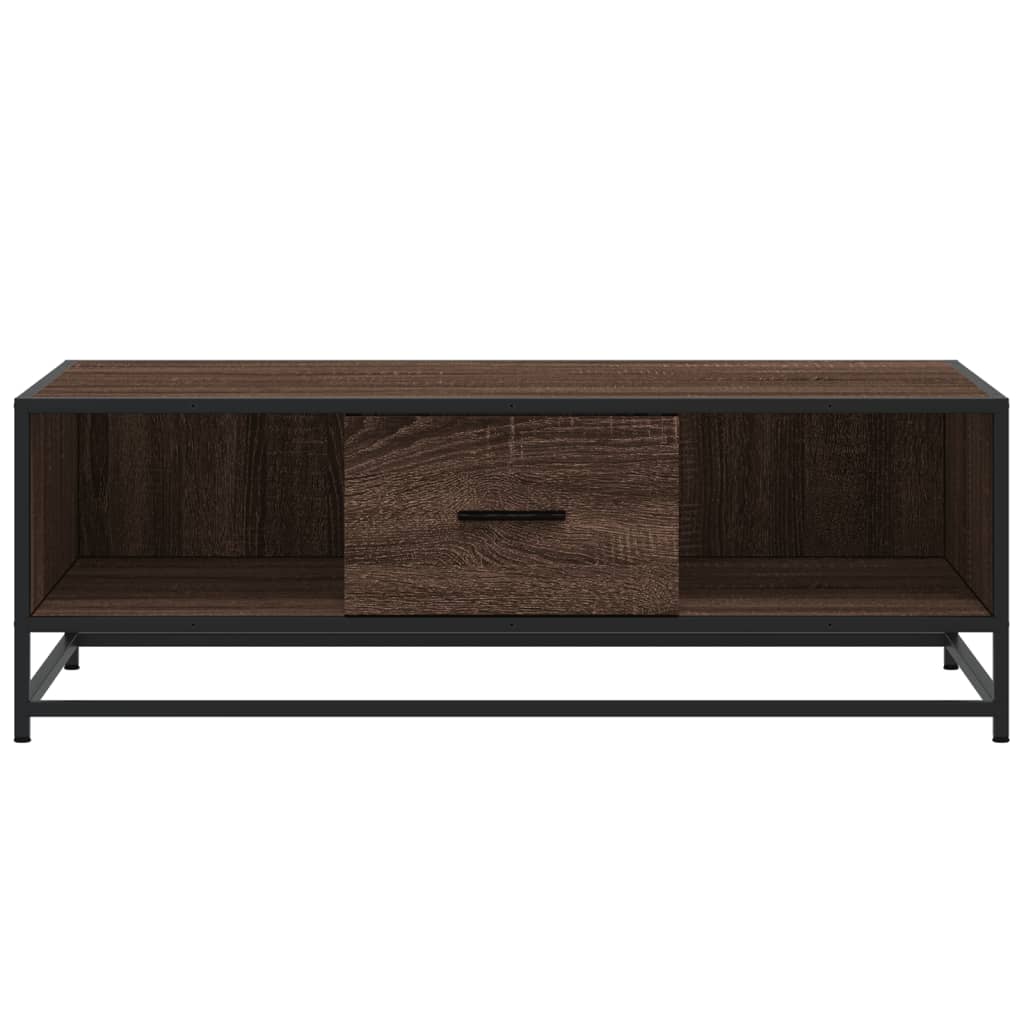 Table basse chêne marron 100x57x35cm bois d’ingénierie et métal - Tables basses