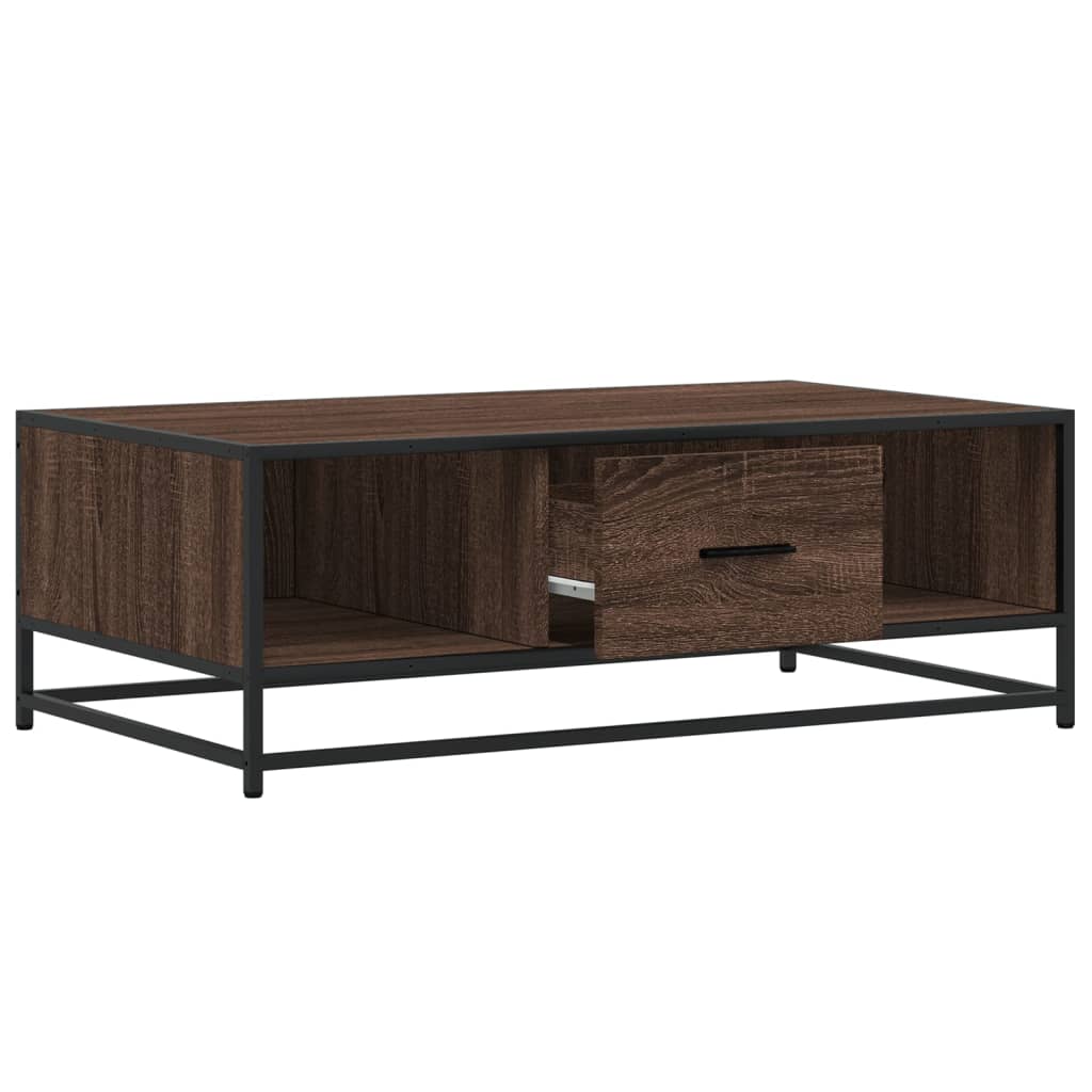 Table basse chêne marron 100x57x35cm bois d’ingénierie et métal - Tables basses