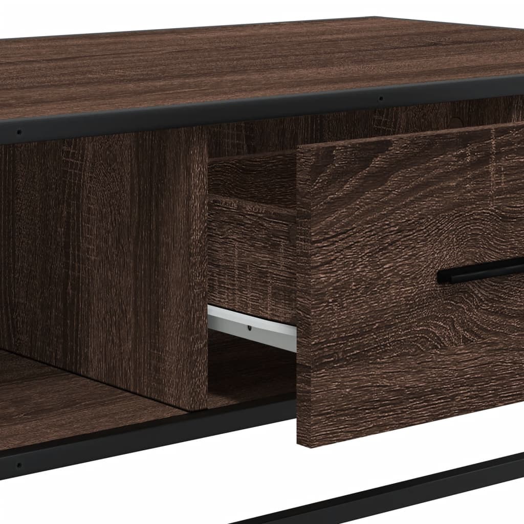 Table basse chêne marron 100x57x35cm bois d’ingénierie et métal - Tables basses