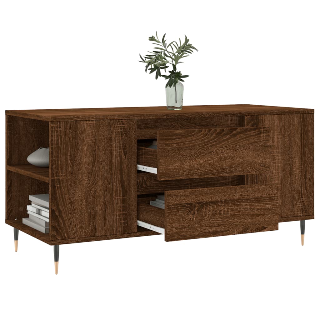 Table basse chêne marron 102x44,5x50 cm bois d’ingénierie - Tables basses